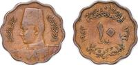 Egypt 10 Milliemes Egypt 1943 (AH1362) 10 Milliemes - Farouk Bronze 5.85g VF KM 361 Schön 79 MHC 255 -