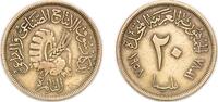 Egypt 20 Milliemes Egypt 1958 (AH1378) 20 Milliemes (Cairo Agriculture Fair) Aluminium bronze (Copper 92%, Aluminium 8%) (4000000) 5.83g XF KM 390 -