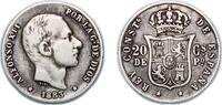 Philippines 20 Centavos Philippines Spanish colony 1883 20 Centavos - Alfonso XII Silver (.835) Manila Mint (1972000) 5.05g VF KM 149 -