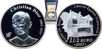 France 1½ Euros France Fifth Republic 2007 1½ Euro (Christian Dior) Silver (.900) Paris Mint (3000) 22.2g PF KM 1488 Gad Euro C230 -