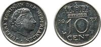 Netherlands 10 Cents Netherlands 1977 10 Cents - Juliana Nickel Utrecht Mint (100000000) 1.53g XF KM 182 Schön 66 -