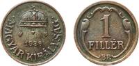 Hungary 1 Filler Hungary 1936 BP 1 Fillér - Miklós Horthy Bronze Hungarian mint (10000000) 1.63g XF KM 505 Schön 17 ÉH 1528 H 2258 Adamo P1 -