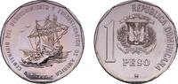 Dominican Republic 1 Peso Dominican Republic Fourth Republic 1989 1 Peso (Sailship landing) Copper-nickel (75% Copper, 25% Nickel) Royal Canadian Mint (15 -