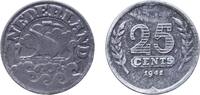 Netherlands 25 Cents Netherlands 1941 25 Cents - German Occupation Zinc Utrecht Mint (34600000) 4.95g XF KM 174 Schön 59 -