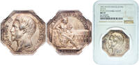 France France ND (1853) Jeton-Napoleon III Paris Exchange Agent Silver NGC MS 62 -