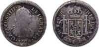 Bolivia ½ Real Bolivia Spanish colony 1794 PTS PR ½ Real - Charles IV Silver (.896) Potosi Mint 1.69g VF KM69 -
