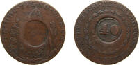 Brazil 40 Réis Brazil Empire 1831(1835) R 40 Réis - Pedro I (Countermarked 80 Réis) Copper Rio de Janeiro Mint 27.13g VF KM 444.1 -
