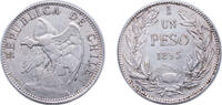 Chile 1 Peso Chile Republic 1895 So 1 Peso Silver (.835) Santiago Mint (6086000) 19.82g XF KM 152.1 -