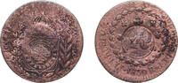 Brazil 20 Réis Brazil Empire 1830 R 20 Réis - Pedro I (Countermarked 40 Réis) Copper Rio de Janeiro Mint 7.17g VF KM 436 -
