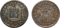 Mexico ½ Real Mexico Spanish colony 1741 MF ½ Real - Felipe V Silver (.917) Mexico City Mint 1.6g VF Chopmarked KM 65 -