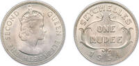 Seychelles 1 Rupee Seychelles Republic 1954 1 Rupee - Elizabeth II (1st portrait) Copper-nickel (150000) 11.69g UNC KM 13 Schön 16 -
