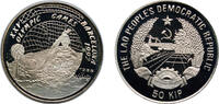 Laos 50 Kip Laos People’s Democratic Republic 1989 50 Kip (Summer Olympics - Water Polo; Frosted water) Silver (.999) (1015) 16g PF KM 36.1 -
