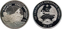 Laos 50 Kip Laos People’s Democratic Republic 1989 50 Kip (Summer Olympics - Water Polo; Frosted water) Silver (.999) (1015) 16g PF KM 36.1 -