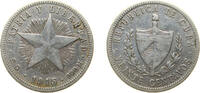 Cuba 20 Centavos Cuba First Republic 1915 20 Centavos Silver (.900) (silver 90%, copper 10%) Philadelphia Mint 5g XF KM 13 Y 7 Schön 7 -