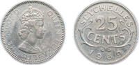 Seychelles 25 Cents Seychelles 1969 25 Cents - Elizabeth II (1st portrait) Copper-nickel (100000) 2.99g UNC KM 11 -
