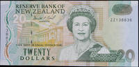 New Zealand 20 Dollars ZZ Replacement Note -