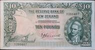 New Zealand Ten Pounds Twelve known serial numbers of the Hanna 4/F Ten pound note. Very rare. -