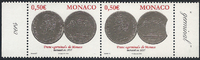 MONACO 0,50 € 0,50 € Franc "germinal" de Monaco, variété "incomplet" tenant à normal ! RARE ! -