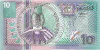 Suriname 10 Gulden Black-throated mango (anthracothorax viridigula) -