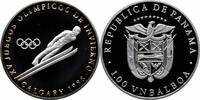 1 balboa Panama 1 balboa 1988, PROOF, XV Olympic Winter Games - Ski jumping silver -