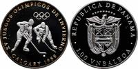 1 balboa Panama 1 balboa 1988, PROOF, XV Olympic Winter Games - Ice hockey silver -