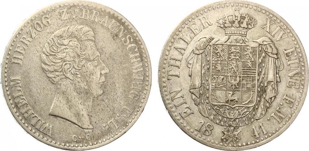 1841 braunschweig taler 1841 wilhelm vf