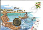 Palau 1/4 Dollar mit USA-Münze - im Numisbrief - -