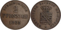 Sachsen-Meiningen 2 Pfennige Bernhard Erich Freund 1821-1866 -