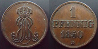 Allemagne, Deutschland, Braunschweig Calenberg 1 pfennig Braunschweig Calenberg, 1 pfennig 1850 B, J.74 TTB+ -