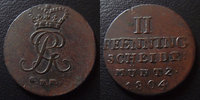Allemagne, Deutschland, Braunschweig, Calenberg, H 2 pfennig Braunschweig Calenberg Hannover, Georg III, 2 pfennig 1804 GFH, 6,45 grms, Welter 2879 TTB -