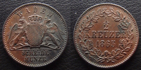 Allemagne, Deutschland, Baden, Bade 1/2 kreuzer BADEN, Friedrich I, 1/2 kreuzer 1865, J.80 SUPERBE+ -