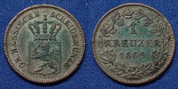 Allemagne, Deutschland, Bayern, Baviere 1 kreuzer Bayern, Bavière, Ludwig II, 1 kreuzer 1869, AKS.183 petits coups sur tranche sinon TTB+ -