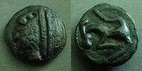 Sequani, Sequanes potin SEQUANES, SEQUANI, potin à la grosse tête, cheval à gauche, 18 mm, 4,80 grms, DT.3091 SUPERBE -
