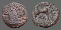 Sequani, Sequanes bronze SEQUANI, SEQUANES, bronze du type des deniers de TOGIRIX, tête casquée à gauche, cheval à gauche, inédit ! Quelques exemplaires -