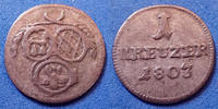 Allemagne, Deutschland, Löwenstein-Wertheim-Rochef kreuzer Lowenstein Wertheim, kreuzer 1803, Dominik Constantin, Wibel 407 P.TTB -