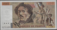 Billets de la cinquième République 100 Francs 100 Francs Eugène Delacroix 1988, L.128 / 272488, F.69 Neuf -