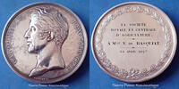 Charles X Charles X, médaille en argent par Gayrad F., la société Royale et centrale d'agriculture le 24 avril 1827, 50mm, 64,52g, légèrem -