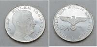 Drittes Reich Medaille Portait von Adolf Hitler,CuNi versilbert -