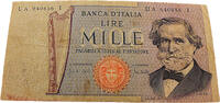 Italien 1000 Lire 1969 Arpa Estense links in der Mitte, Giuseppe Verdi r... 32.99 元 含税 ＋  133.53 元 运费