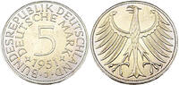 Bundesrepublik Deutschland / BRD 5 Deutsche Mark BRD 5,-DM, J.387 1951 J -