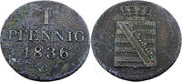 Sachsen 1 Pfennig Standardumlaufmünze - 1 Pfennig Sachsen - Friedrich August II -