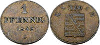 Sachsen 1 Pfennig Standardumlaufmünze - 1 Pfennig Königreich Sachsen - Friedrich August II -