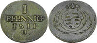 Sachsen 1 Pfennig Standardumlaufmünze - 1 Pfennig Königreich Sachsen - Friedrich August I -