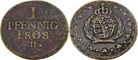 Sachsen 1 Pfennig Standardumlaufmünze - 1 Pfennig Königreich Sachsen - Friedrich August I -