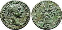 Roman Empire Dupondius Trajan. Magnificent Example, Impressive Portrait. Lovely Light Green Patina. -
