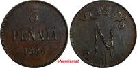 Finland 5 Penniä Finland Nicholas II Copper 1896 5 Penniä Mintage-410,000 1st Date KM# 15 (730) -