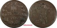 Finland 10 Pennia Finland Nicholas II Copper 1916 KM# 14 (19 044) -