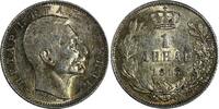 Serbia 1 Dinar Serbia Peter I (1903-1918) Silver 1915 Mint Luster Toned KM# 25.3 (386) -