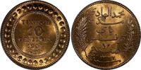 Tunisia 10 Centimes Tunisia Muhammad IV Bronze 1904 A UNC Nice Red Toned KM# 229(20 582) -
