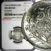 Sweden Ore SWEDEN Gustaf V Silver 1914 W 50 Ore NGC UNC DETAILS SCARCE DATE KM# 788 (140) -